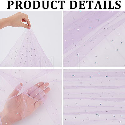 1M Sequins Polyester Organza Fabrics DIY-CY0003-41A-1