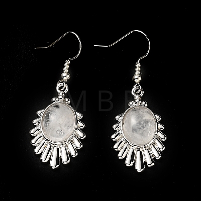 Natural Quartz Crystal Teardrop Dangle Earrings EJEW-K246-01P-03-1