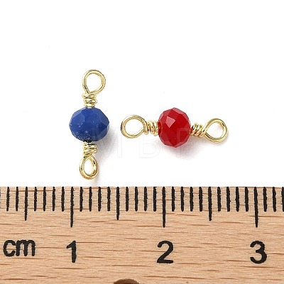 Faceted Glass Connector Charms KK-D044-02G-1