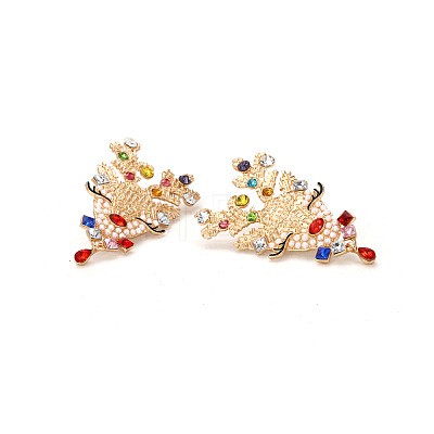 Deer Zinc Alloy Rhinestone Dangle Stud Earrings FS-WG45396-01-1