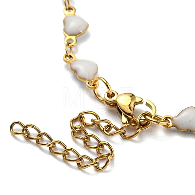 Ion Plating(IP) Golden 304 Stainless Steel Heart Link Chain Necklaces NJEW-E098-02G-06-1