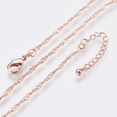 Long-Lasting Plated Brass Chain Necklaces NJEW-K112-11RG-NF-1