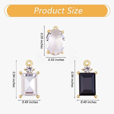 6 Pieces Alloy Rhinestone Charm Pendant Oval Rectangle Water Drill Charm for Jewelry Necklace Earring Making Crafts JX388A-1