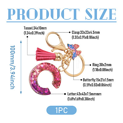 Alloy Resin Butterfly Keychains KEYC-TADJ0002-02G-C-1