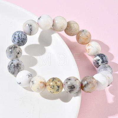 Natural Green Opal Round Beads Stretch Bracelets for Women BJEW-Z158-03L-02-1