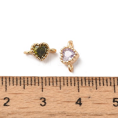 Brass Pave Glass Connector Charms KK-C062-008G-1