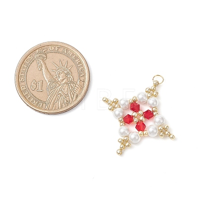 Glass Seed Beaded Star Pendants PALLOY-MZ01165-03-1