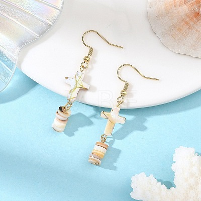 Natural Freshwater Shell Dangle Earrings EJEW-JE07509-1