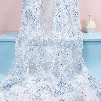 2 Yards Organza & Sequins Cloth Fabric DIY-NB0016-06-1