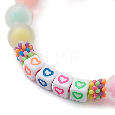 Candy Color Acrylic Heart Beaded Stretch Bracelets for Women BJEW-JB10156-1