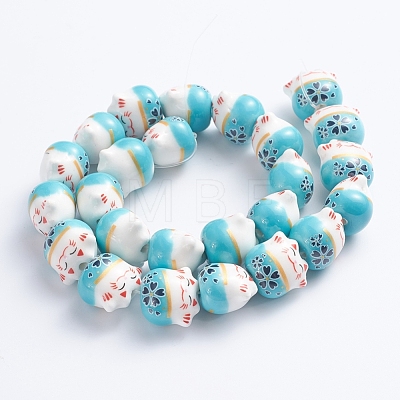 Handmade Printed Porcelain Beads PORC-G004-C02-1