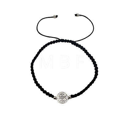 Alloy Flat Round Bead Braided Bead Bracelets NI5372-5-1