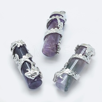 Natural Amethyst Pendants G-O163-E11-1