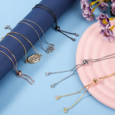 32Pcs 4 Colors Rack Plating Adjustable Brass Slider Bracelet Making KK-SP0001-79-1