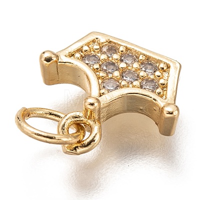 Brass Micro Pave Clear Cubic Zirconia Charms ZIRC-C020-39G-1