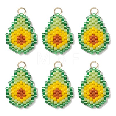 Fruit Theme Glass Seed Beaded Pendants PALLOY-MZ01357-04-1
