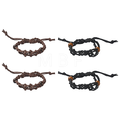 4Pcs 2 Colors Waxed Cotton Macrame Pouch Empty Stone Holder for Link Braclets Making BJEW-CJ0001-03-1