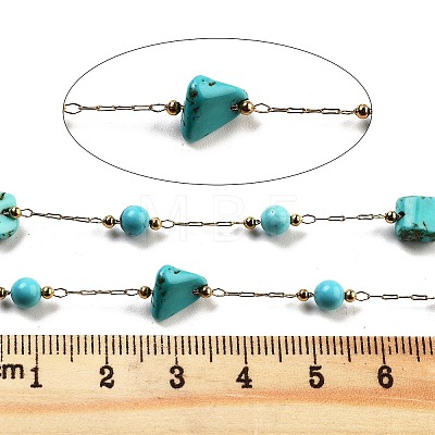 Handmade Nuggets Synthetic Turquoise Beaded Chains CHS-P019-06G-B-1