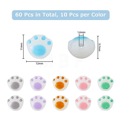 60Pcs 6 Colors Opaque Acrylic Beads SACR-DC0001-05-1