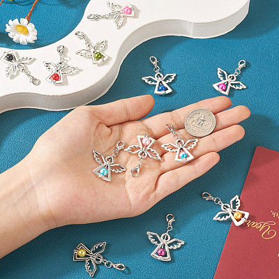 36Pcs 12 Colors Alloy Angel Pendant Decorations FIND-TA0001-92-1