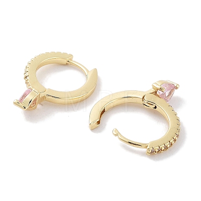 Brass Pave Cubic Zirconia Heart Hoop Earrings for Women EJEW-L269-131G-1