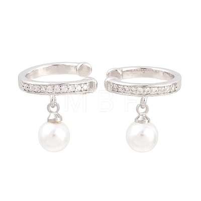 Round Brass Micro Pave Clear Cubic Zirconia Cuff Earrings EJEW-Z164-02P-1