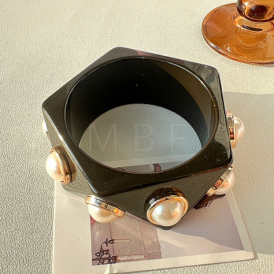 Resin & Plastic Pearl Chunky Bangles for Women WG03724-03-1