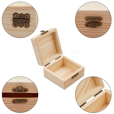 Unfinished Pine Wood Jewelry Box CON-WH0072-12-1