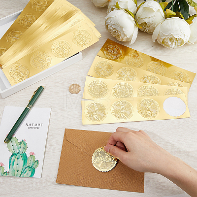 CRASPIRE 40 Sheets 4 Styles Self Adhesive Gold Foil Embossed Stickers DIY-CP0010-41-1