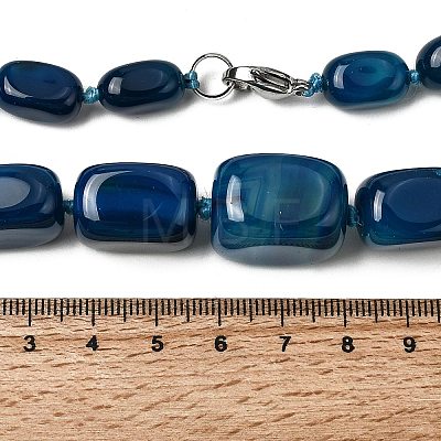 Dyed Natural Agate Cuboid Graduated Beaded Necklaces with Alloy Clasps NJEW-C113-01H-1