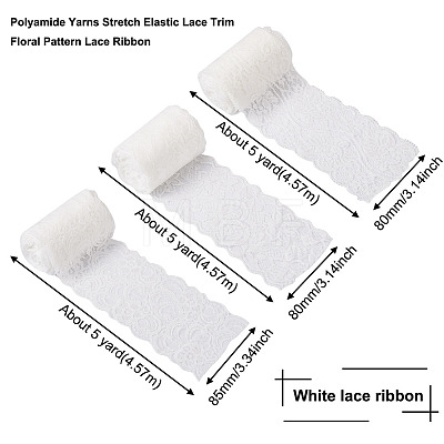 3 Bags 3 Style Polyamide Yarns Stretch Elastic Lace Trim OCOR-YS0001-07-1