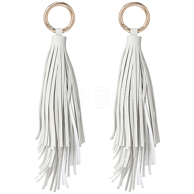 2Pcs PU Leather Tassel Pendant Keychains FIND-CL0002-41C-1