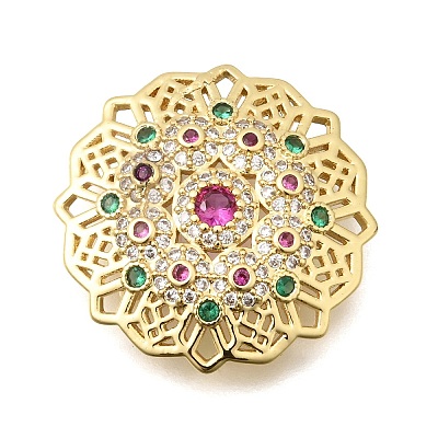 Brass Micro Pave Colorful Cubic Zirconia Filigree Links Connector Charms KK-C255-12A-G-1