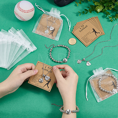 Alloy CCB Plastic Bead Baseball Link Bracelets HJEW-PH02411-1