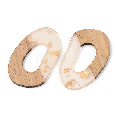 Transparent Resin & Walnut Wood Pendants RESI-S389-021A-B05-1