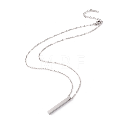 304 Stainless Steel Rectangle Pendant Necklace for Men Women NJEW-P262-16-1