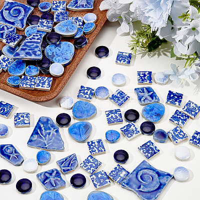 500G 4 Styles Mosaic Tiles Porcelain Cabochons DIY-SP0007-74-1