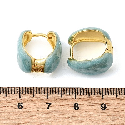 Brass Enamel Hoop Earrings EJEW-P333-06G-1