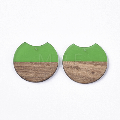 Transparent Resin & Walnut Wood Pendants X-RESI-T023-11-A02-1