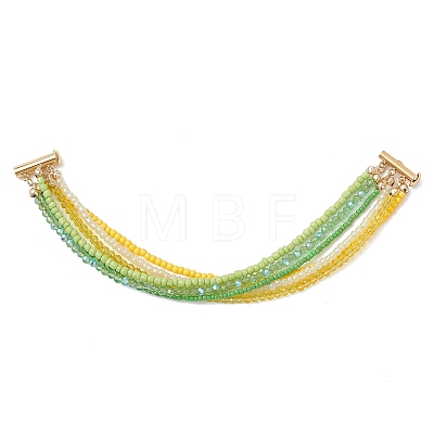 Glass Seed Beads Beaded Multi-Layer Bracelets for Women BJEW-JB12990-1