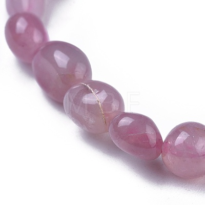 Natural Rose Quartz Bead Stretch Bracelets X-BJEW-K213-30-1