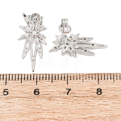 Star Brass Micro Pave Clear Cubic Zirconia Stud Earrings EJEW-D351-08P-1