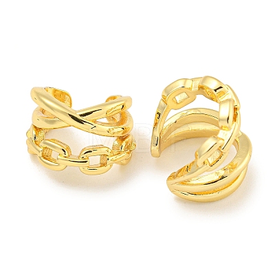 Brass Cuff Earrings EJEW-C104-153G-1