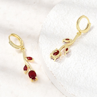 Brass Micro Pave Cubic Zirconia Hoop Earrings CU-CBA108A-14G-03-1