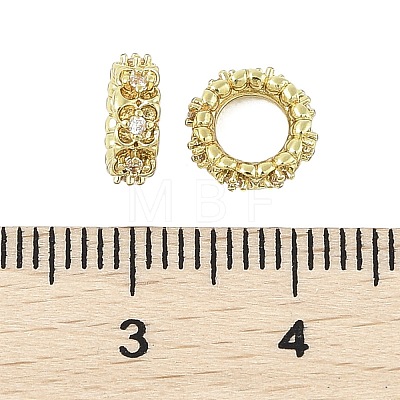 Brass Micro Pave Cubic Zirconia European Beads KK-K297-50G-1