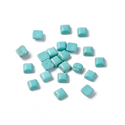 Craft Findings Dyed Synthetic Turquoise Gemstone Flat Back Cabochons TURQ-S263-8x8mm-01-1