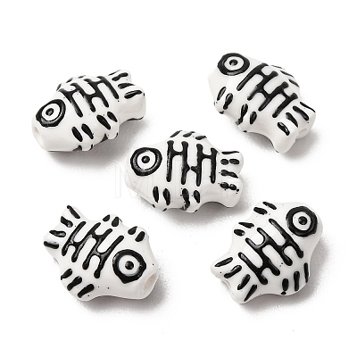 Handmade Printed Porcelain Beads PORC-F005-03B-03-1
