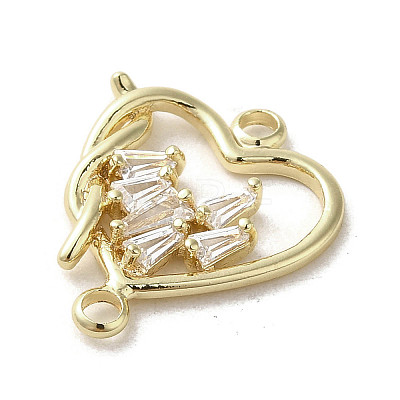 Brass Pave Clear Cubic Zirconia Connector Charms KK-C043-03G-1