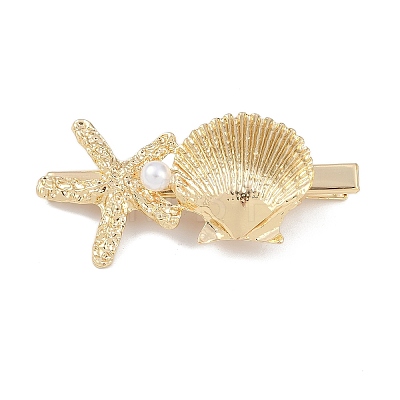 Shell & Starfish Alloy Alligator Hair Clips AJEW-A056-03E-1