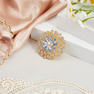 Flower Alloy Rhinestone Brooches for Backpack Clothes JEWB-WH20011-02C-1